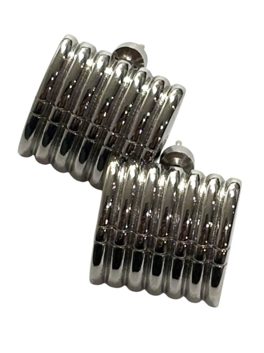 MEFYE Silver-Toned Retro Style Square Earrings